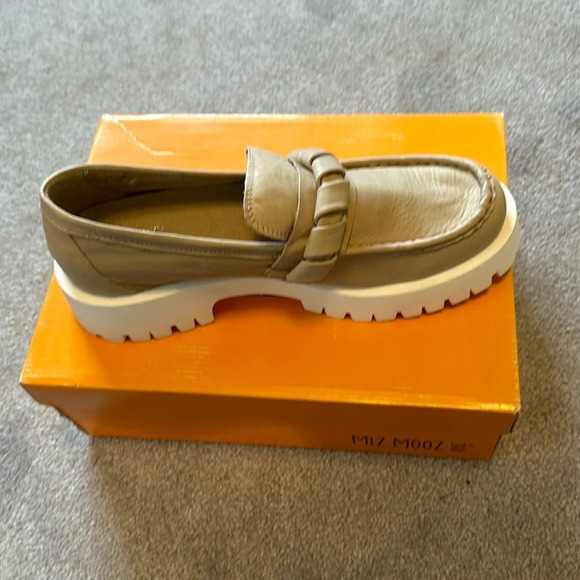 Miz Mooz VICKY Chunky Loafer Genuine Leather in Cream NIB EU42